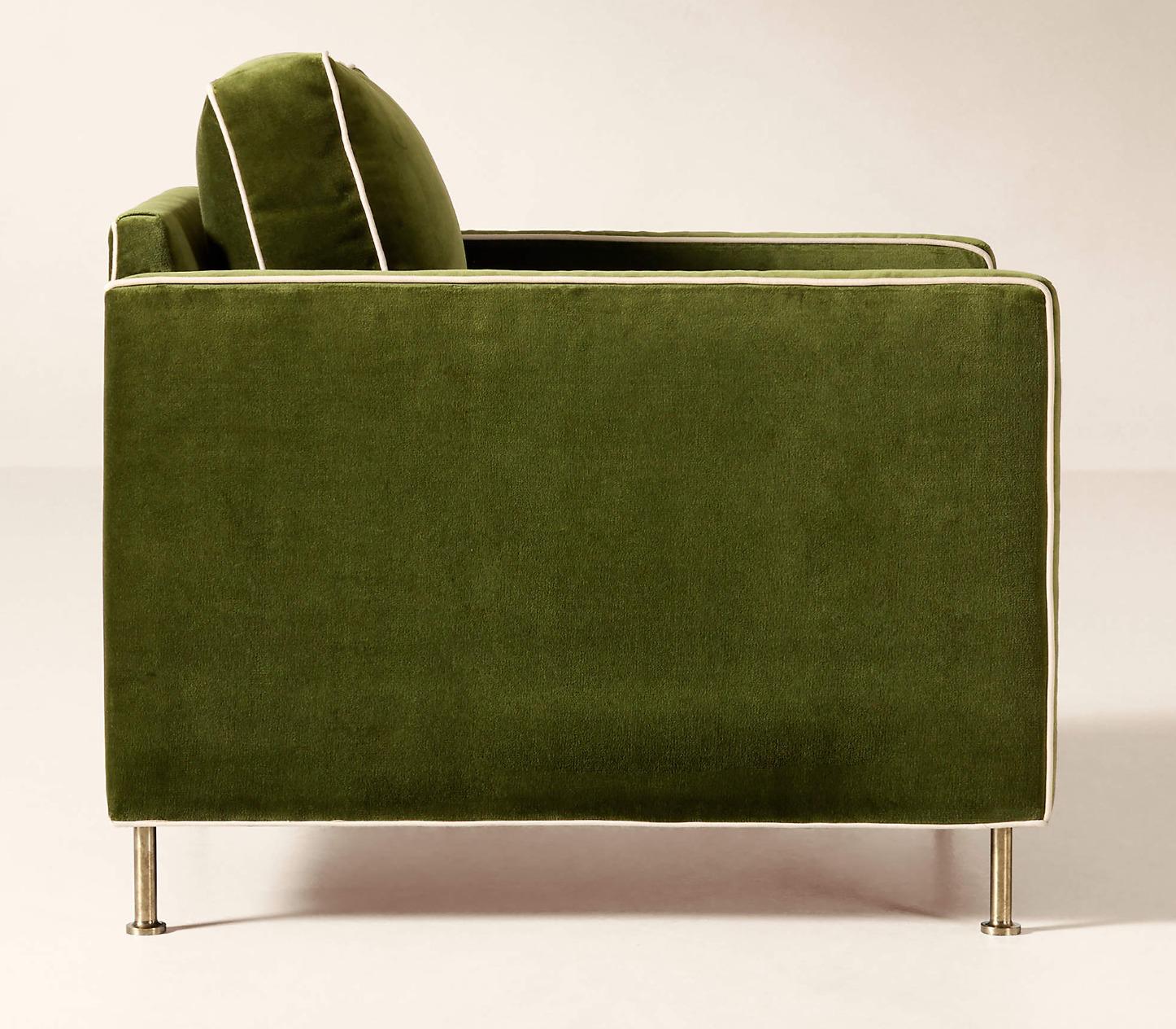 Forest Green Velvet Armchair thumbnail 3